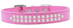 Two Row Pearl Size 12 Bright Pink Dog Collar