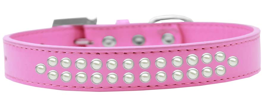 Two Row Pearl Size 14 Bright Pink Dog Collar