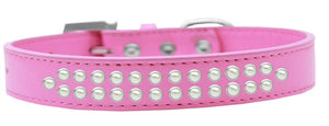 Two Row Pearl Size 18 Bright Pink Dog Collar