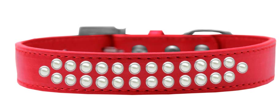 Two Row Pearl Size 12 Red Dog Collar