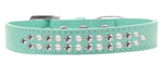 Two Row Pearl And Clear Crystal Size 16 Aqua Dog Collar