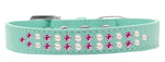 Two Row Pearl And Pink Crystal Size 12 Aqua Dog Collar