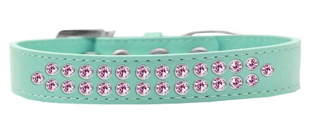 Two Row Light Pink Crystal Size 14 Aqua Dog Collar