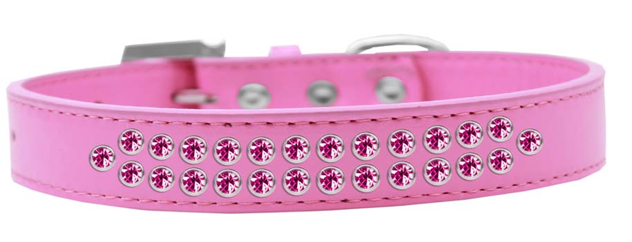 Two Row Bright Pink Crystal Size 12 Bright Pink Dog Collar