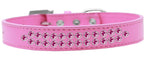 Two Row Bright Pink Crystal Size 16 Bright Pink Dog Collar