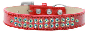 Two Row Ab Crystal Size 12 Red Ice Cream Dog Collar