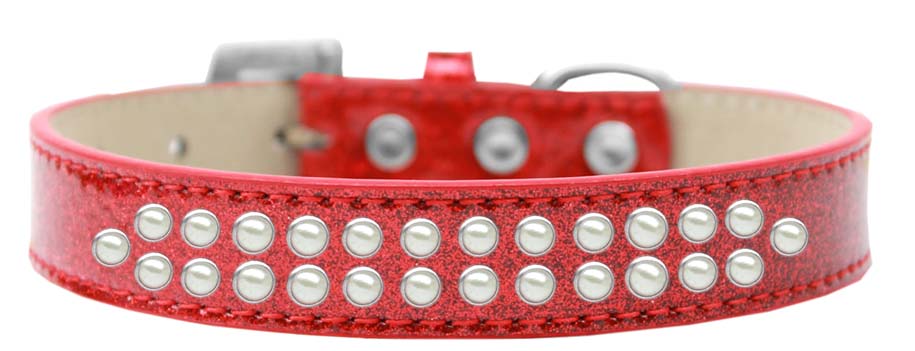 Two Row Pearl Size 12 Red Ice Cream Dog Collar