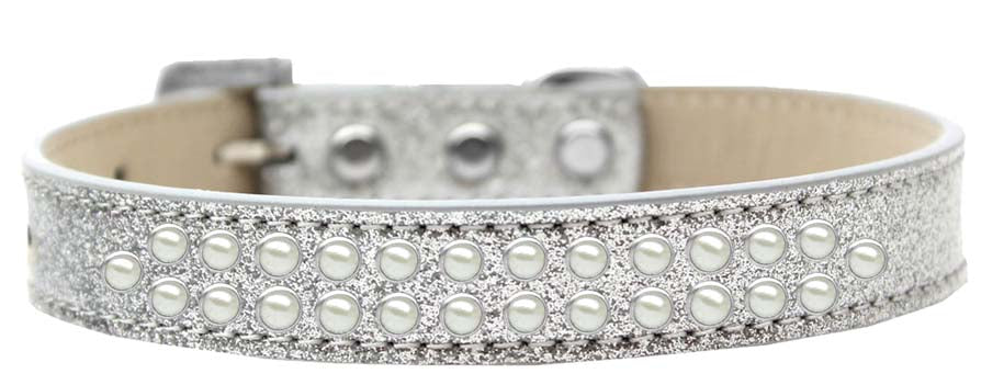 Two Row Pearl Size 12 Silver Ice Cream Dog Collar