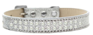 Two Row Pearl Size 16 Silver Ice Cream Dog Collar