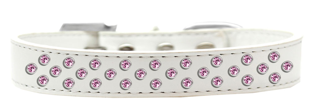 Sprinkles Dog Collar Light Pink Crystals Size 18 White