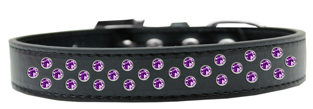 Sprinkles Dog Collar Purple Crystals Size 18 Black