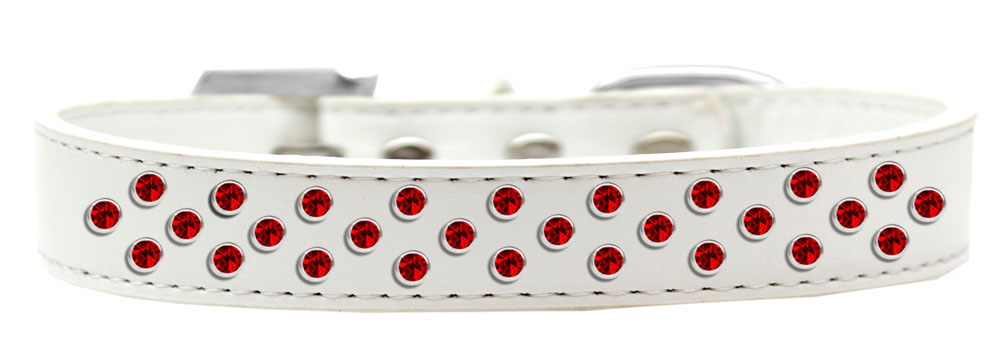 Sprinkles Dog Collar Red Crystals Size 14 White