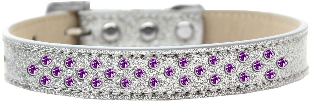 Sprinkles Ice Cream Dog Collar Purple Crystals Size 14 Silver