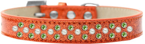 Sprinkles Ice Cream Dog Collar Pearl And Lime Green Crystals Size 16 Orange