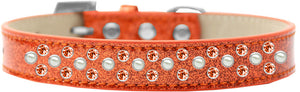 Sprinkles Ice Cream Dog Collar Pearl And Orange Crystals Size 12 Orange