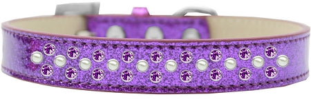 Sprinkles Ice Cream Dog Collar Pearl And Purple Crystals Size 12 Purple