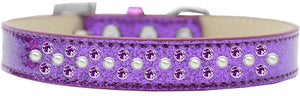 Sprinkles Ice Cream Dog Collar Pearl And Purple Crystals Size 16 Purple