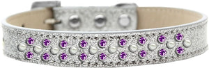 Sprinkles Ice Cream Dog Collar Pearl And Purple Crystals Size 12 Silver