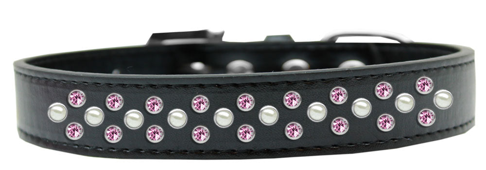 Sprinkles Dog Collar Pearl And Light Pink Crystals Size 14 Black