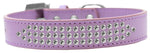 Three Row Clear Crystal Dog Collar Lavender Size 12