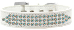 Three Row Ab Crystal Dog Collar White Size 12