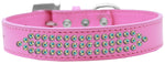 Three Row Ab Crystal Dog Collar Bright Pink Size 20