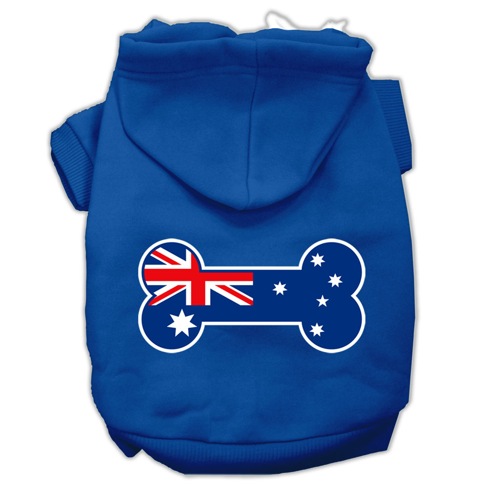 Bone Shaped Australian Flag Screen Print Pet Hoodies Blue Size Xl