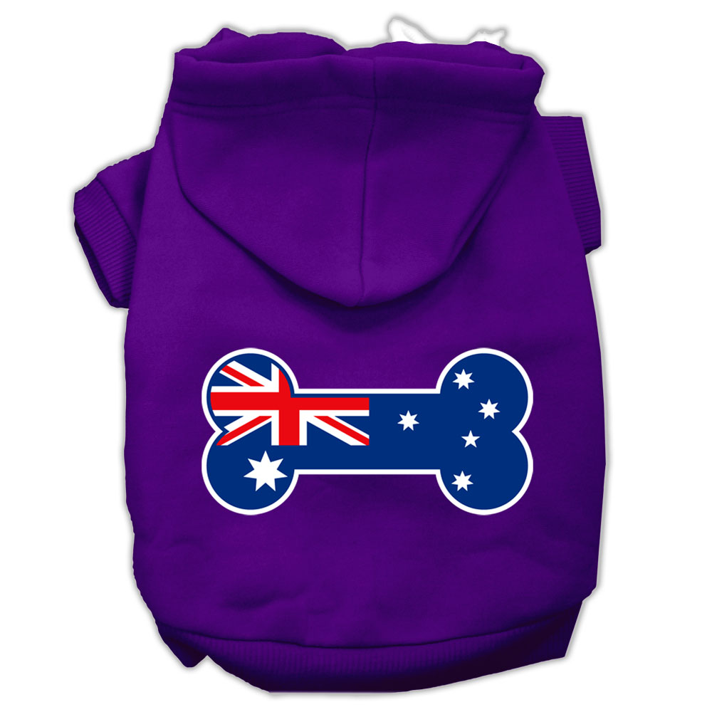 Bone Shaped Australian Flag Screen Print Pet Hoodies Purple Xl