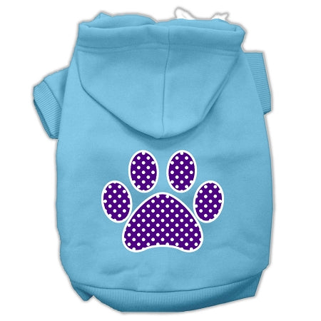 Purple Swiss Dot Paw Screen Print Pet Hoodies Baby Blue Size Xxl