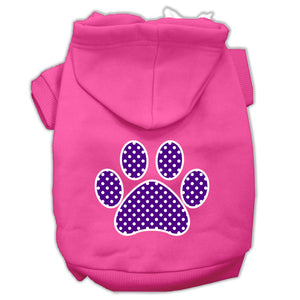 Purple Swiss Dot Paw Screen Print Pet Hoodies Bright Pink Size Xxl - Stay Golden Doodle