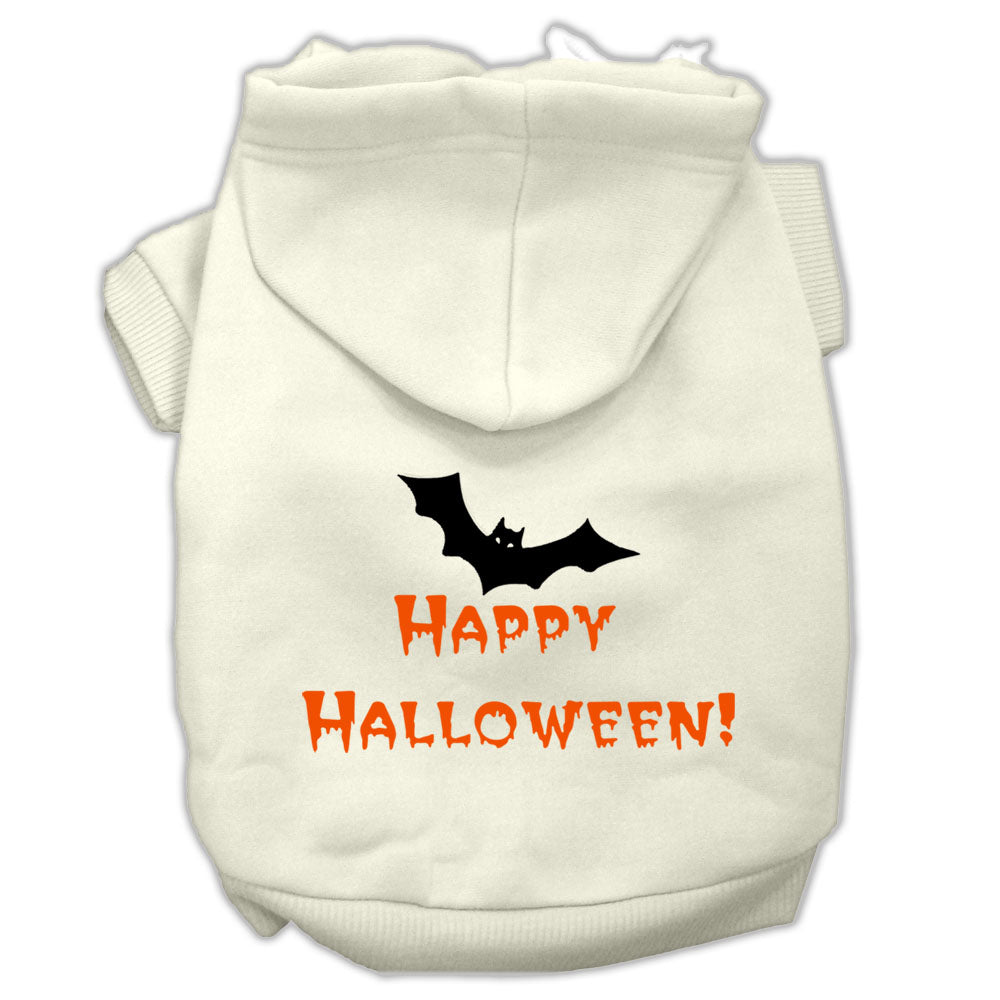 Happy Halloween Screen Print Pet Hoodies Cream Size S