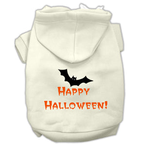 Happy Halloween Screen Print Pet Hoodies Cream Size S