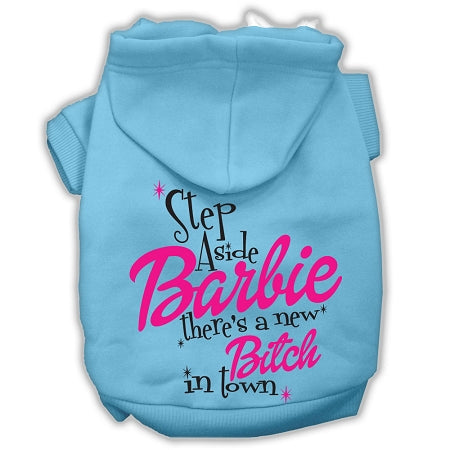 New Bitch In Town Screenprint Hoodie Baby Blue Xs