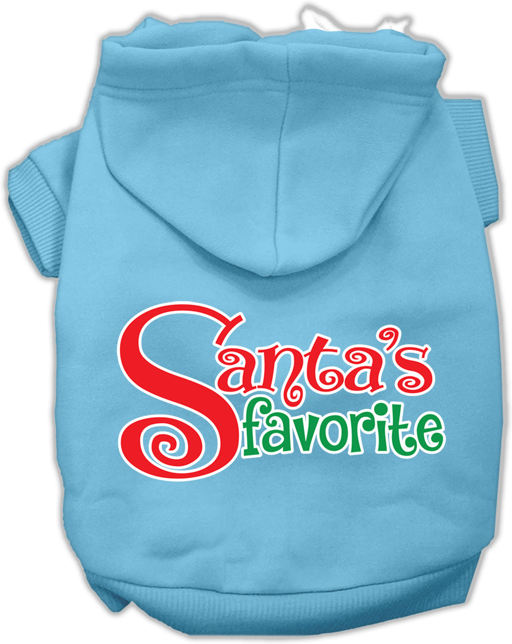 Santa's Favorite Screen Print Pet Hoodie Baby Blue Med