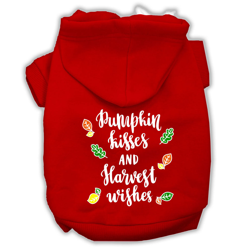Pumpkin Kisses Screenprint Dog Hoodie Red Xs