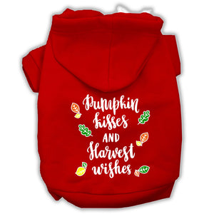 Pumpkin Kisses Screenprint Dog Hoodie Red Xs