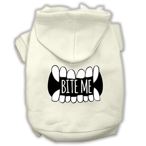 Bite Me Screenprint Dog Hoodie Cream L