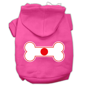 Bone Shaped Japan Flag Screen Print Pet Hoodies Bright Pink Size S