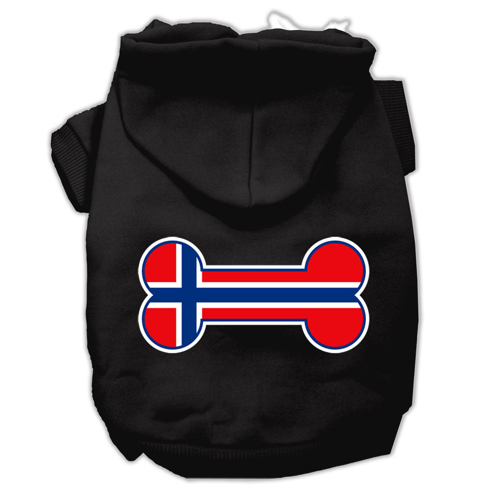 Bone Shaped Norway Flag Screen Print Pet Hoodies Black Xl