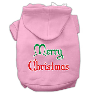 Merry Christmas Screen Print Pet Hoodies Light Pink Size Med