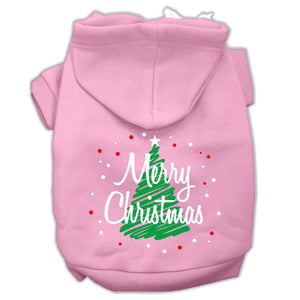 Scribbled Merry Christmas Screenprint Pet Hoodies Light Pink Size Xxxl