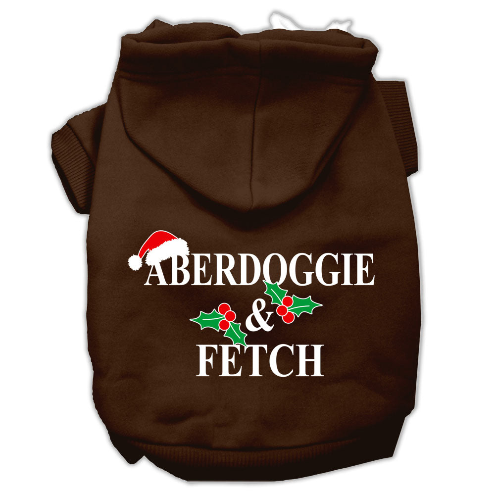 Aberdoggie Christmas Screen Print Pet Hoodies Brown Size L