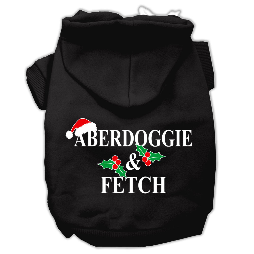 Aberdoggie Christmas Screen Print Pet Hoodies Black Size Xs