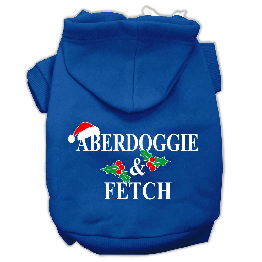 Aberdoggie Christmas Screen Print Pet Hoodies Blue Size Xs