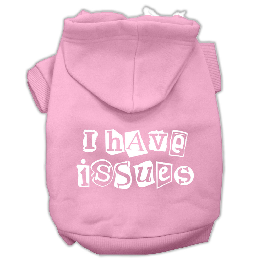 I Have Issues Screen Printed Dog Pet Hoodies Light Pink Size Xxxl