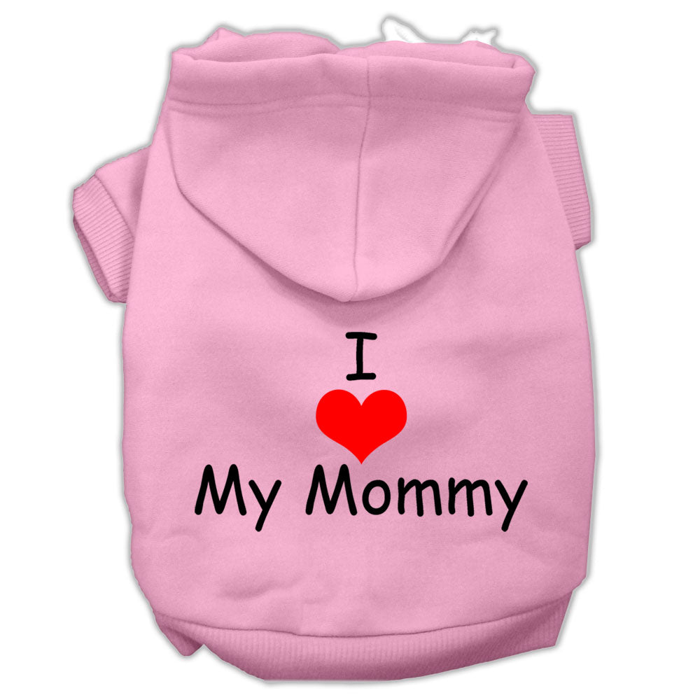 I Love My Mommy Screen Print Pet Hoodies Pink Size Med