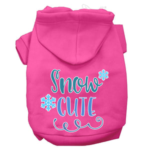 Snow Cute Screen Print Dog Hoodie Bright Pink Xxl