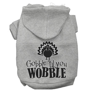 Gobble Til You Wobble Screen Print Dog Hoodie Grey Xxxl