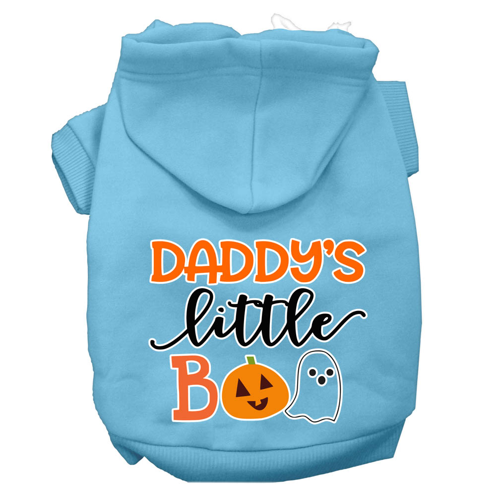 Daddy's Little Boo Screen Print Dog Hoodie Baby Blue Xxl