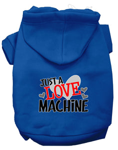 Love Machine Screen Print Dog Hoodie Blue S